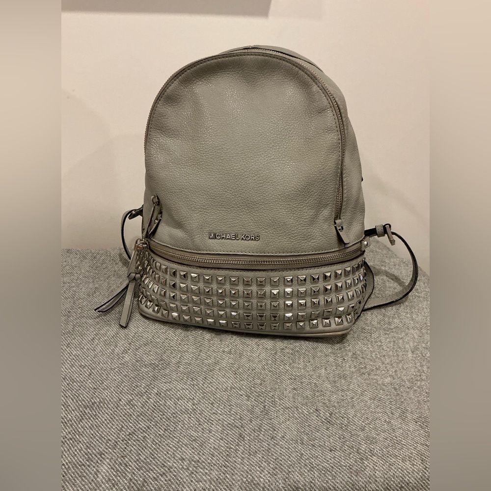 Michael Kors Light Gray Studded Backpack